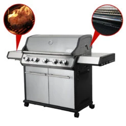 SANTOS S-518 Mit Seiten- & Heckbrenner, Edelstahl Inkl. Drehspieß, Rostheber & Silikonablage & Graviertes ZWILLING Pro Messer -Petromax Verkaufsgeschäft 0995ddb8e95aea32df12a148fb3f8cac