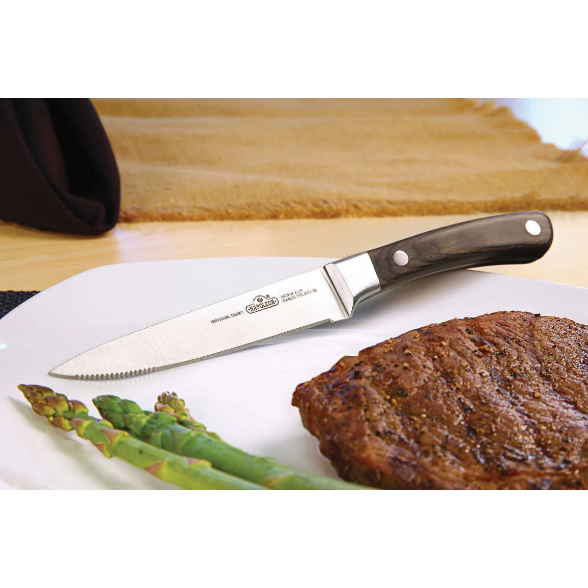 Napoleon Wellenschliff Steakmesser Mit Holzgriff 1 Napoleon Wellenschliff Steakmesser Mit Holzgriff
